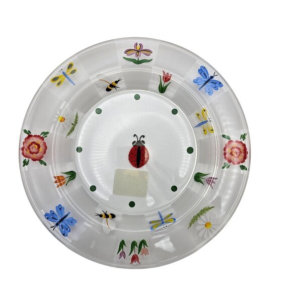 Lenox Natures Splendor Glass Dessert Plates 4 Hand-Painted Floral Insect Design - Picture 7 of 15